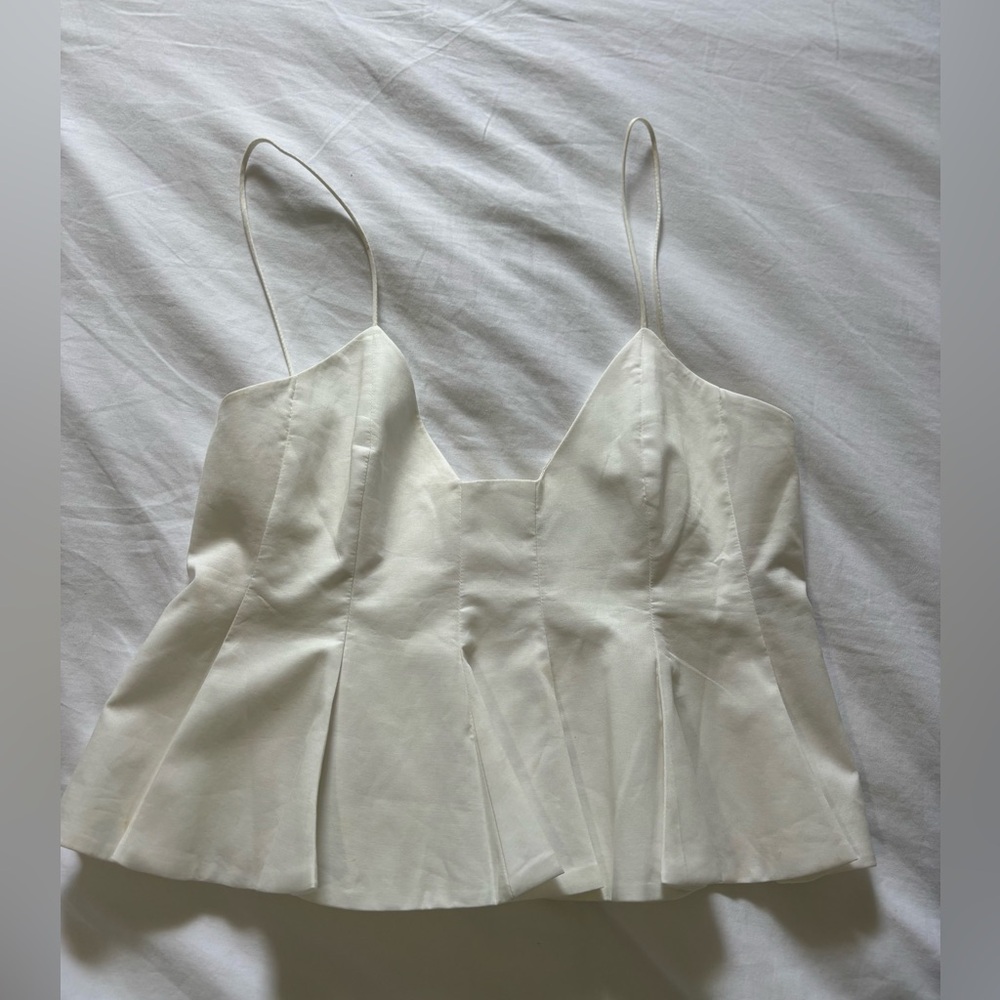 ZARA white peplum top (self tan stain shown)